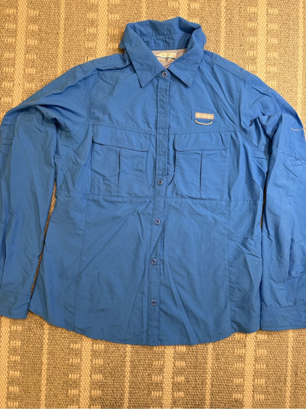 Columbia Women’s Size Medium PFG Omni-Shield Long Sleeve Fishing Shirt Blue - Picture 11 of 13